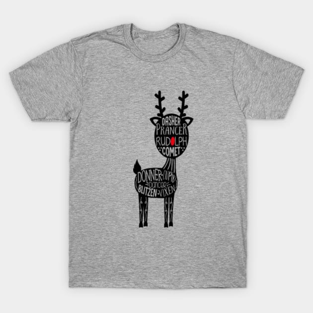 Christmas Reindeer Names T-Shirt by ChangeRiver